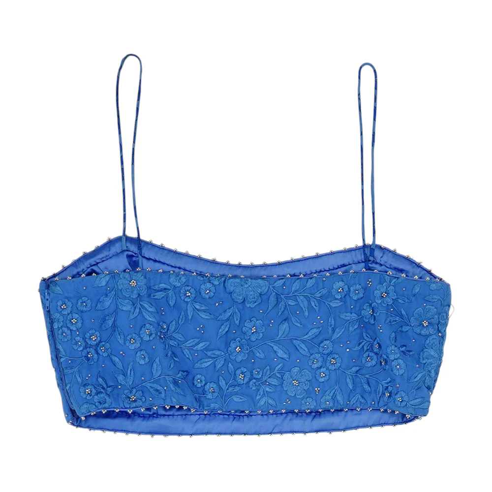 Blue Floral Cropped Blouse - Image 2