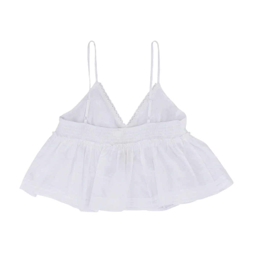 White Floral Cropped Blouse - Image 2