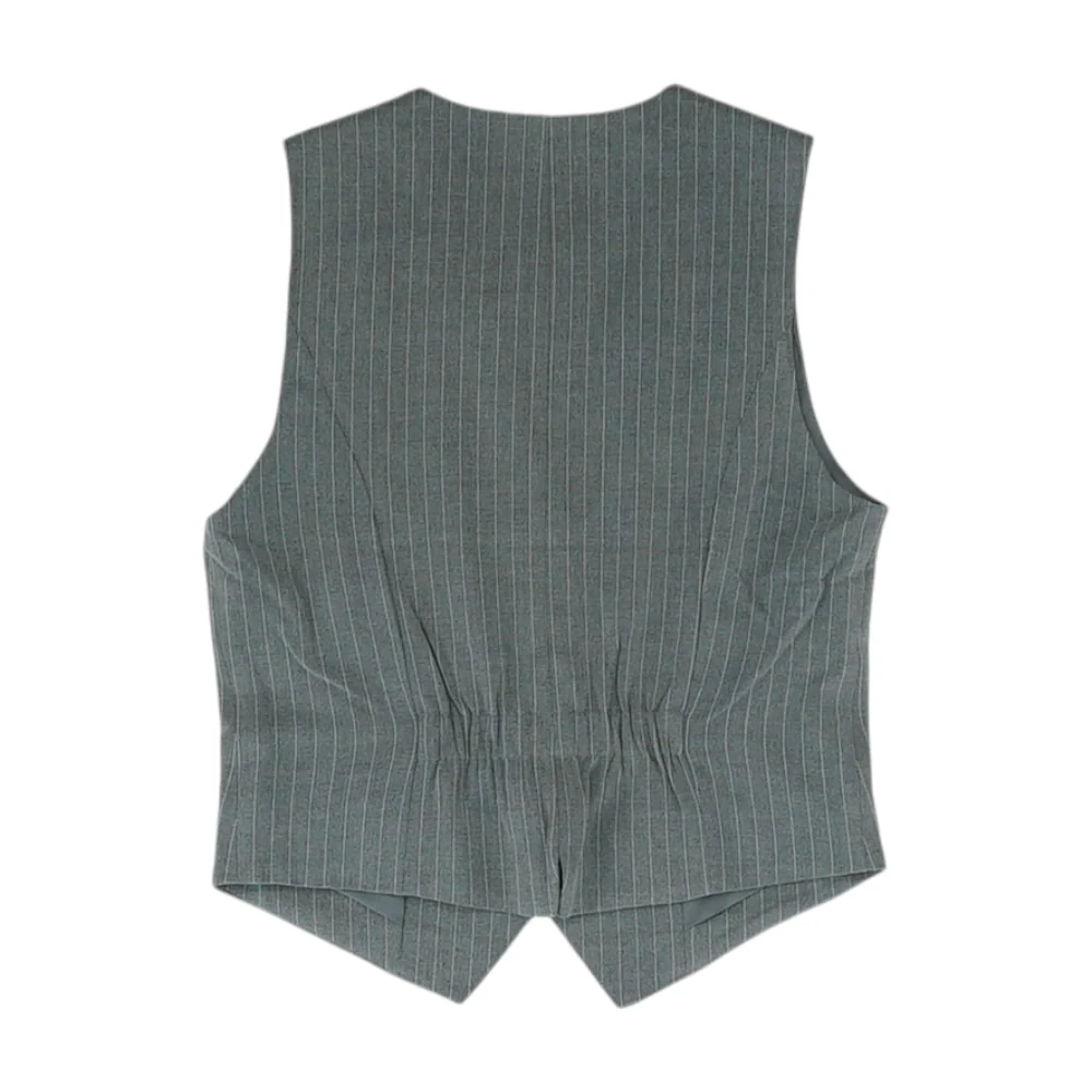 Gray Striped Casual Vest - Image 2