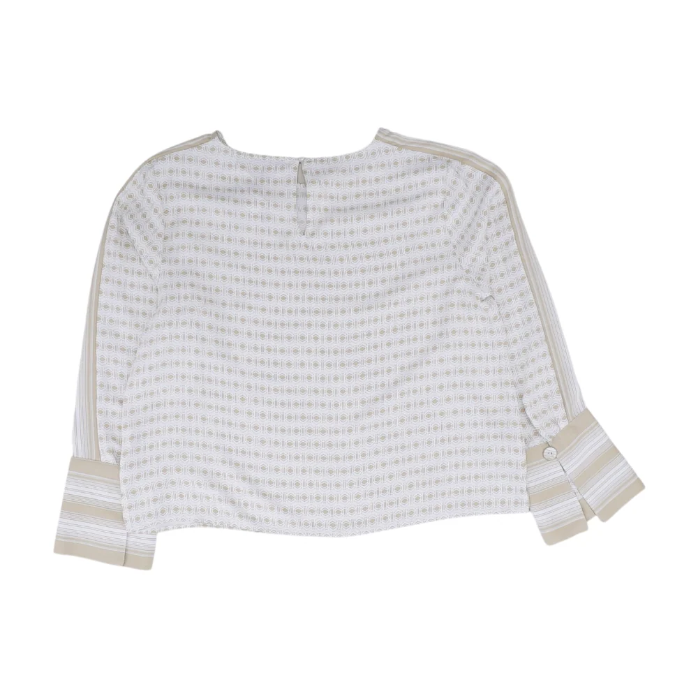 White Geometric Blouse - Image 2