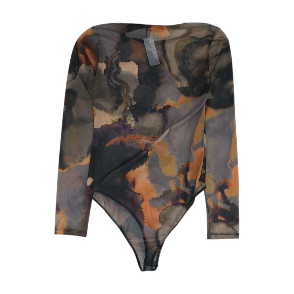 Gray Abstract Bodysuit Blouse - Image 2