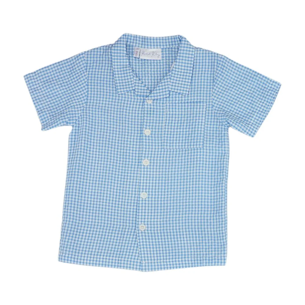 Blue Check Short Sleeve Button Down