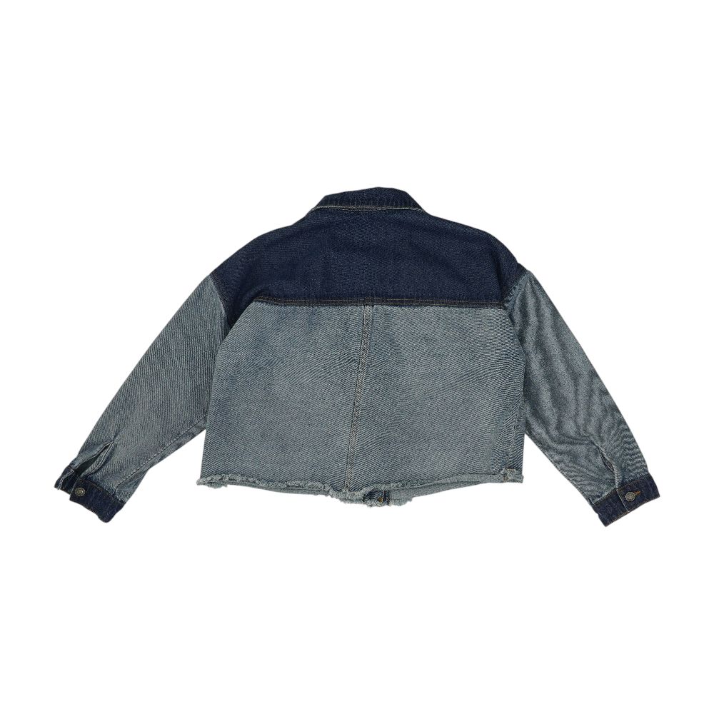 Blue Color Block Denim Jacket - Image 2