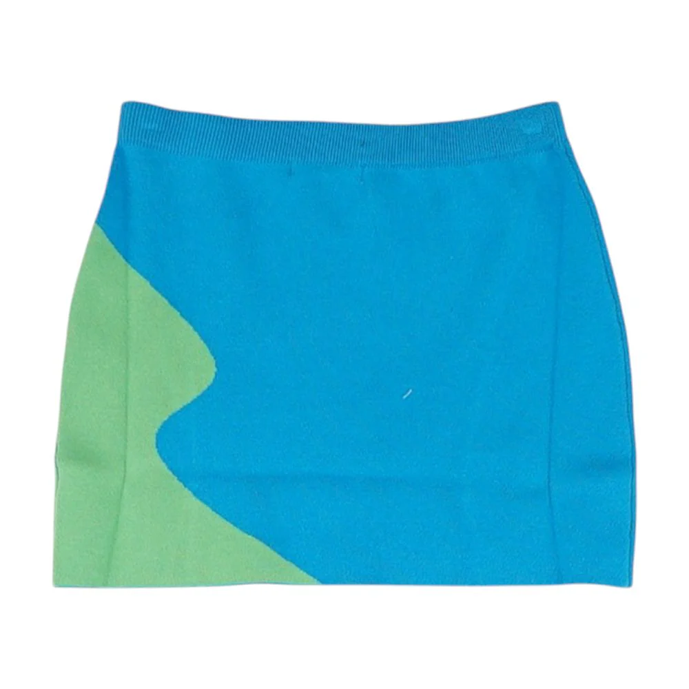 Blue Color Block Mini Skirt - Image 2