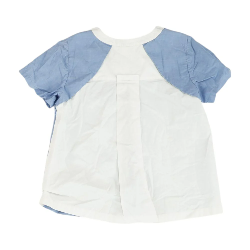 Blue Color Block Short Sleeve Blouse - Image 2