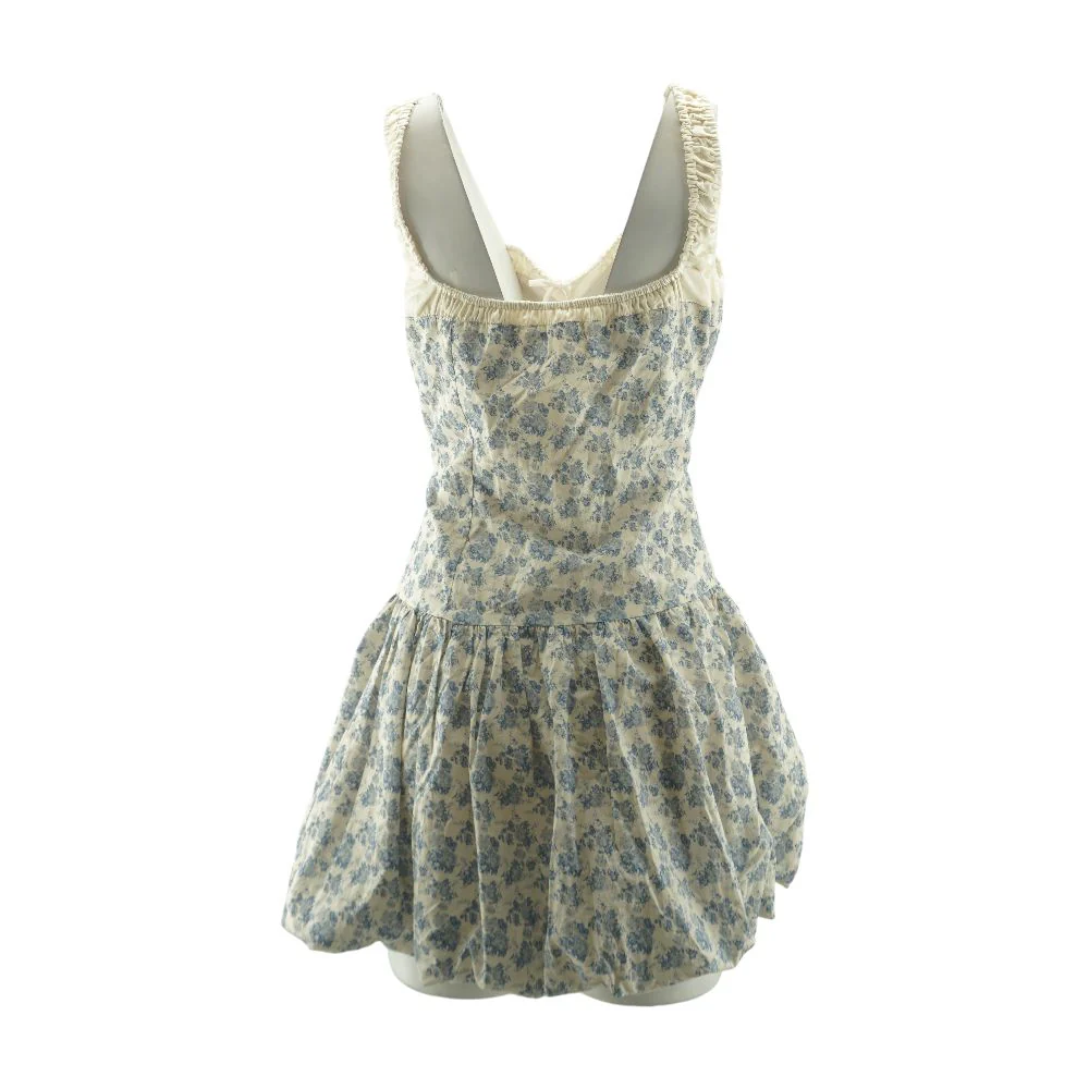 Blue Floral Mini Dress - Image 2