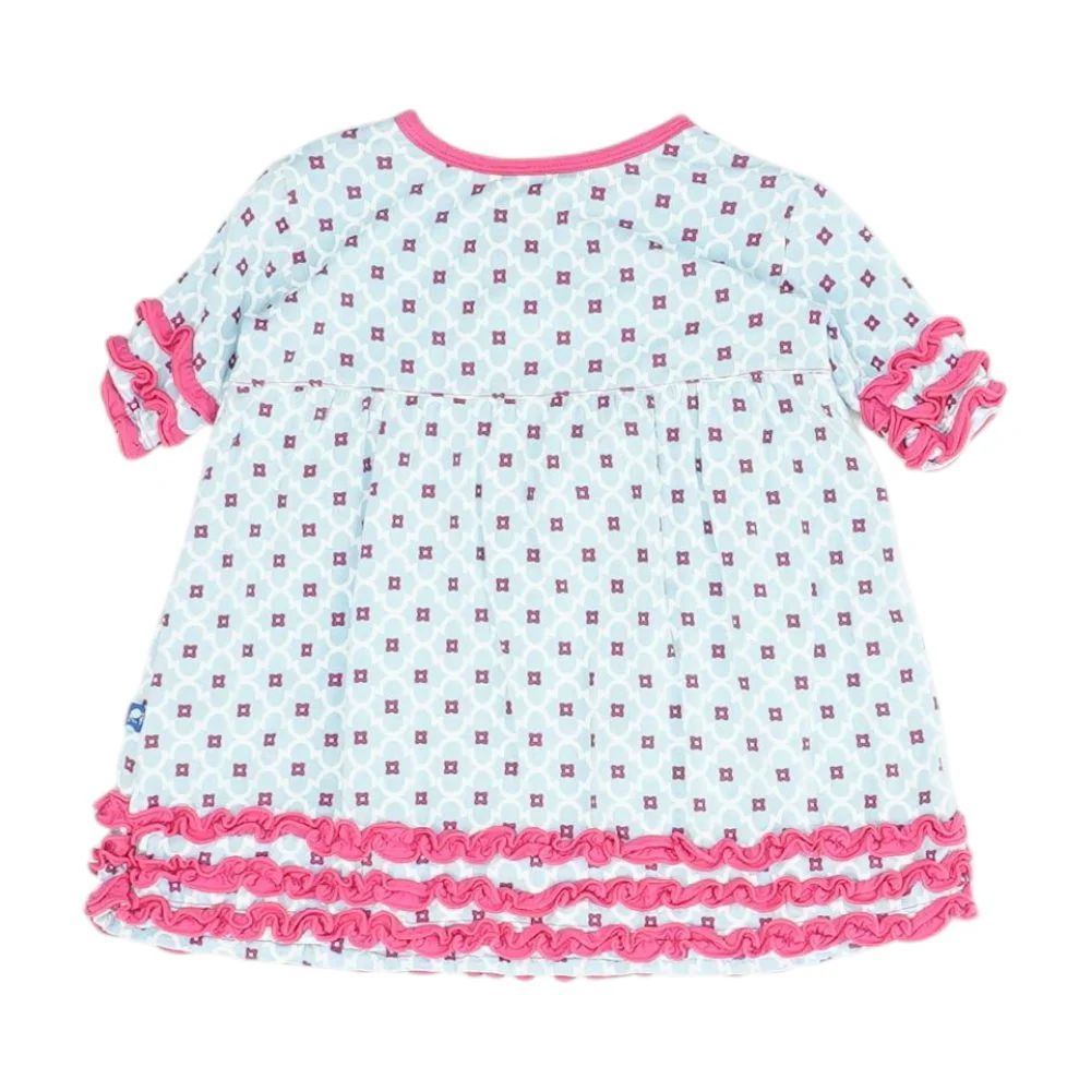 Blue Floral Short Sleeve Blouse - Image 2