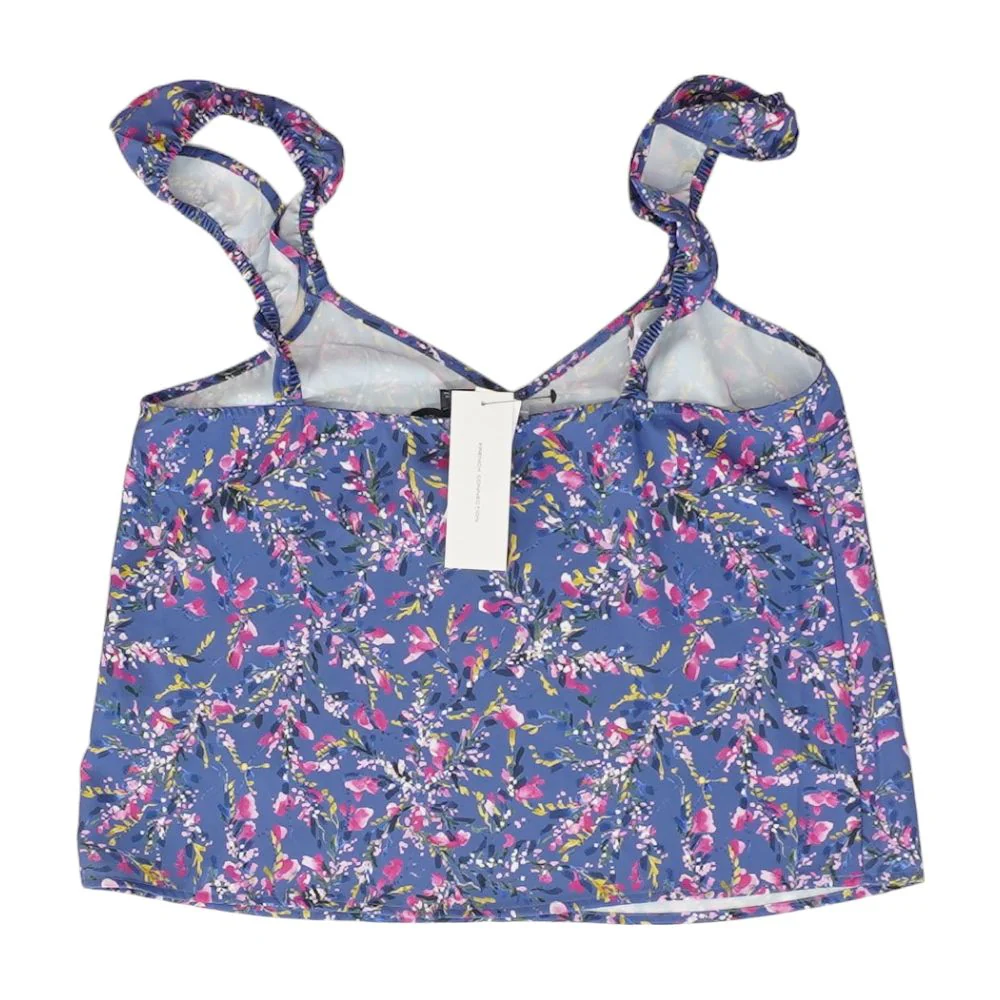 Blue Floral Sleeveless Blouse - Image 2