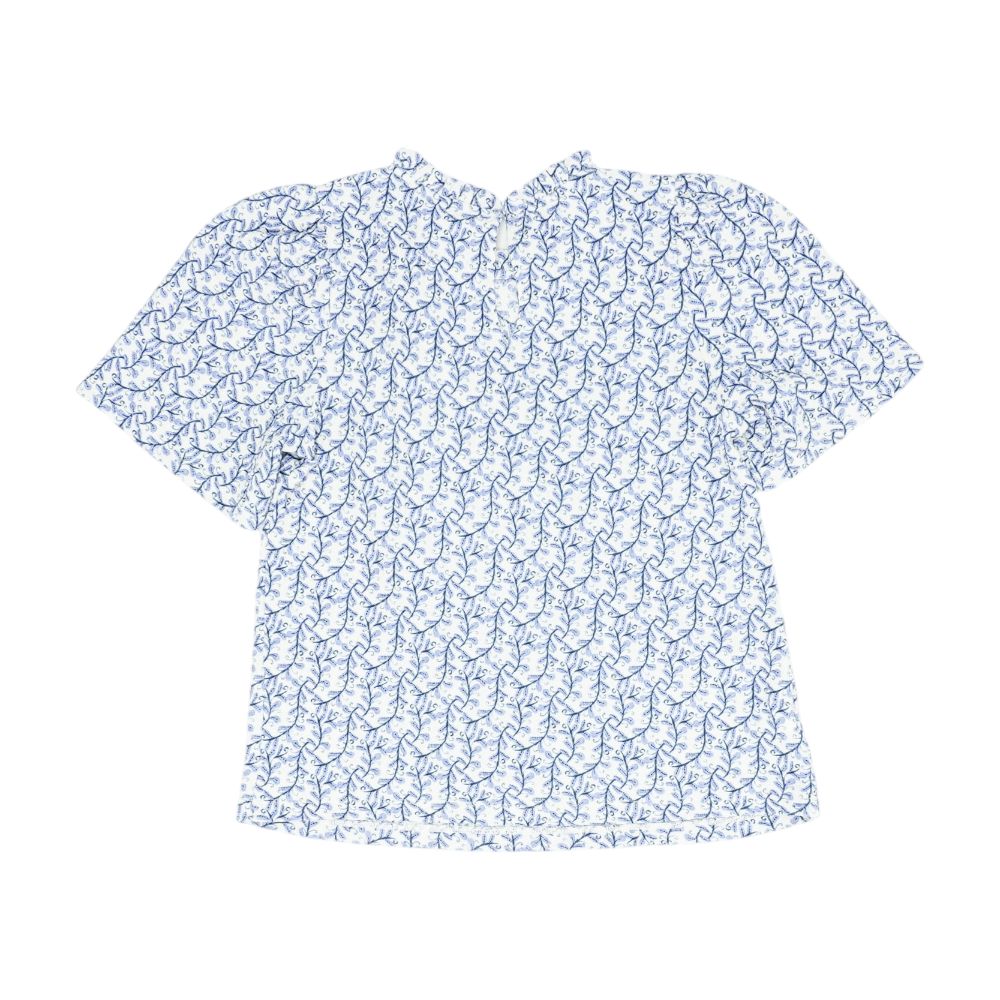 Blue Graphic Cowl Neck Blouse - Image 2