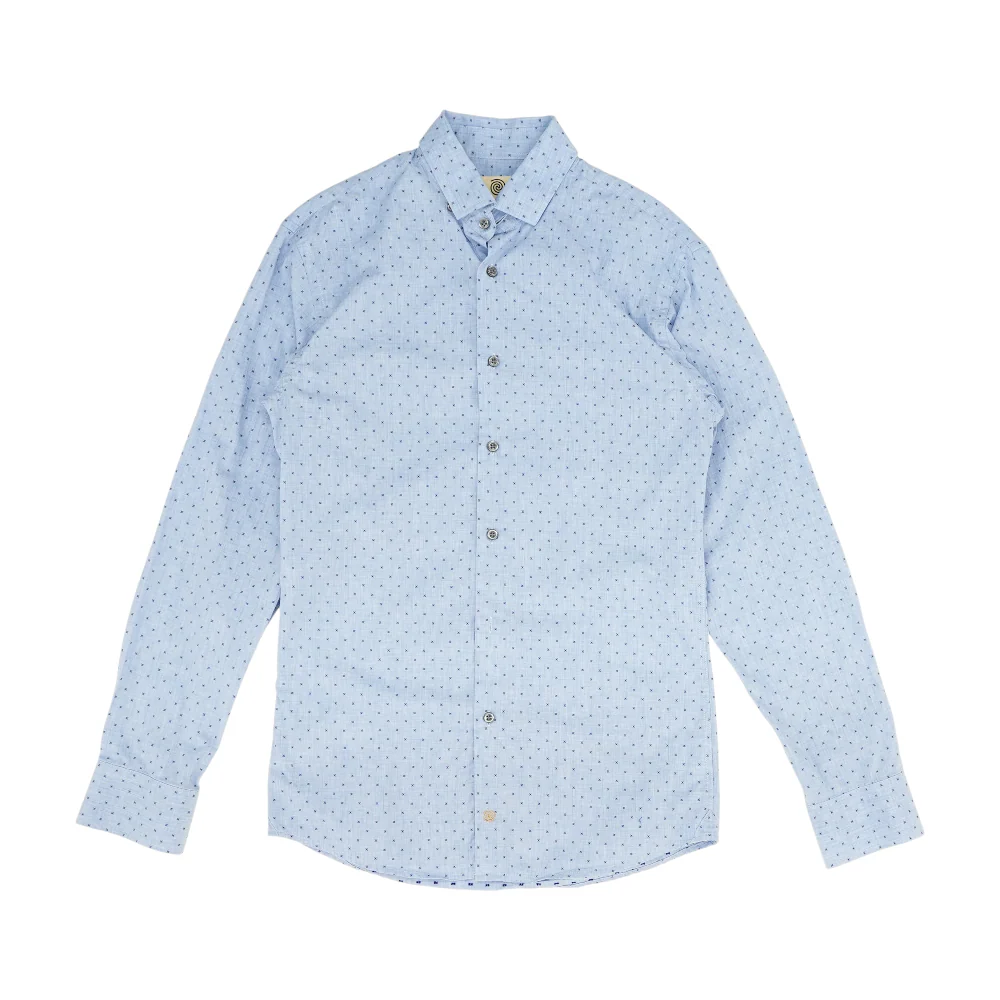 Blue Graphic Long Sleeve Button Down