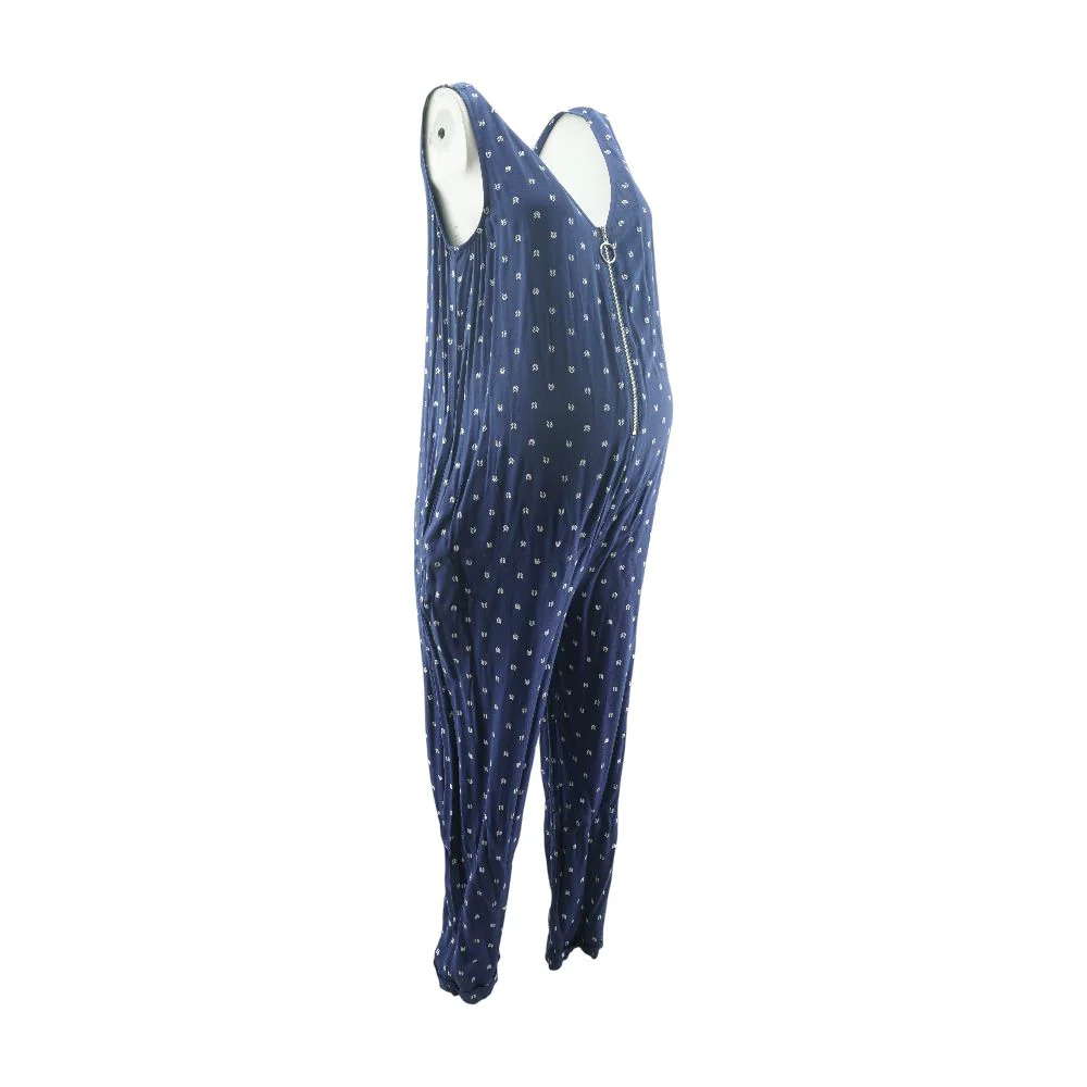 Blue Graphic Maternity Jumpsuit - Image 2