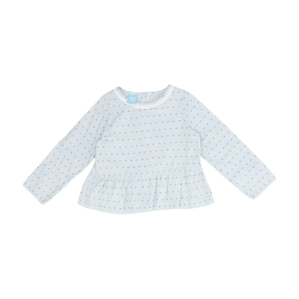 Blue Polka Dot Long Sleeve Blouse