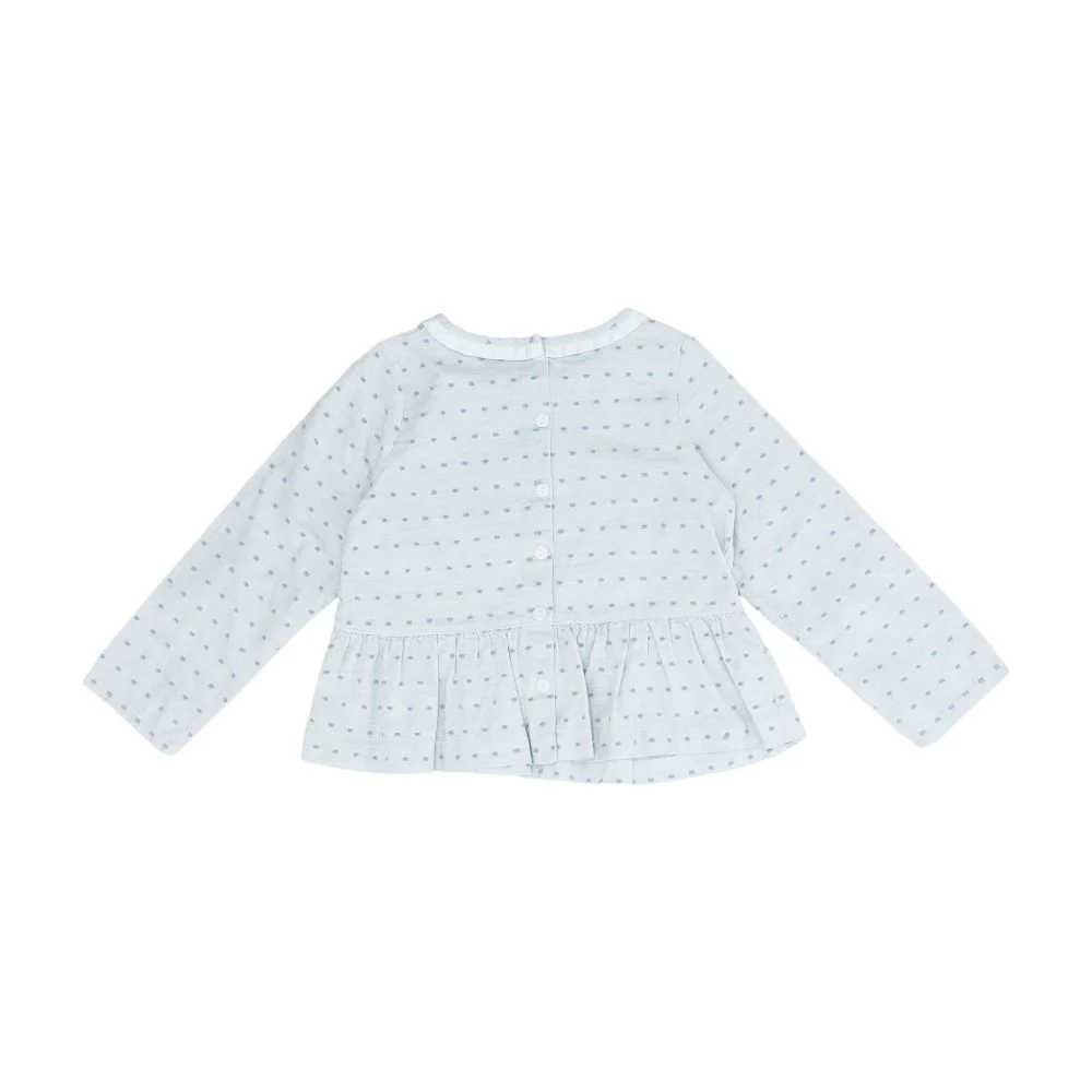 Blue Polka Dot Long Sleeve Blouse - Image 2