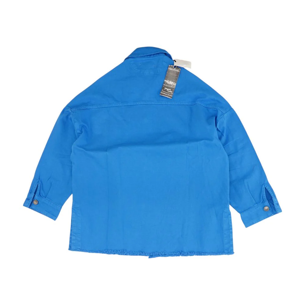 Blue Solid Denim Jacket - Image 2