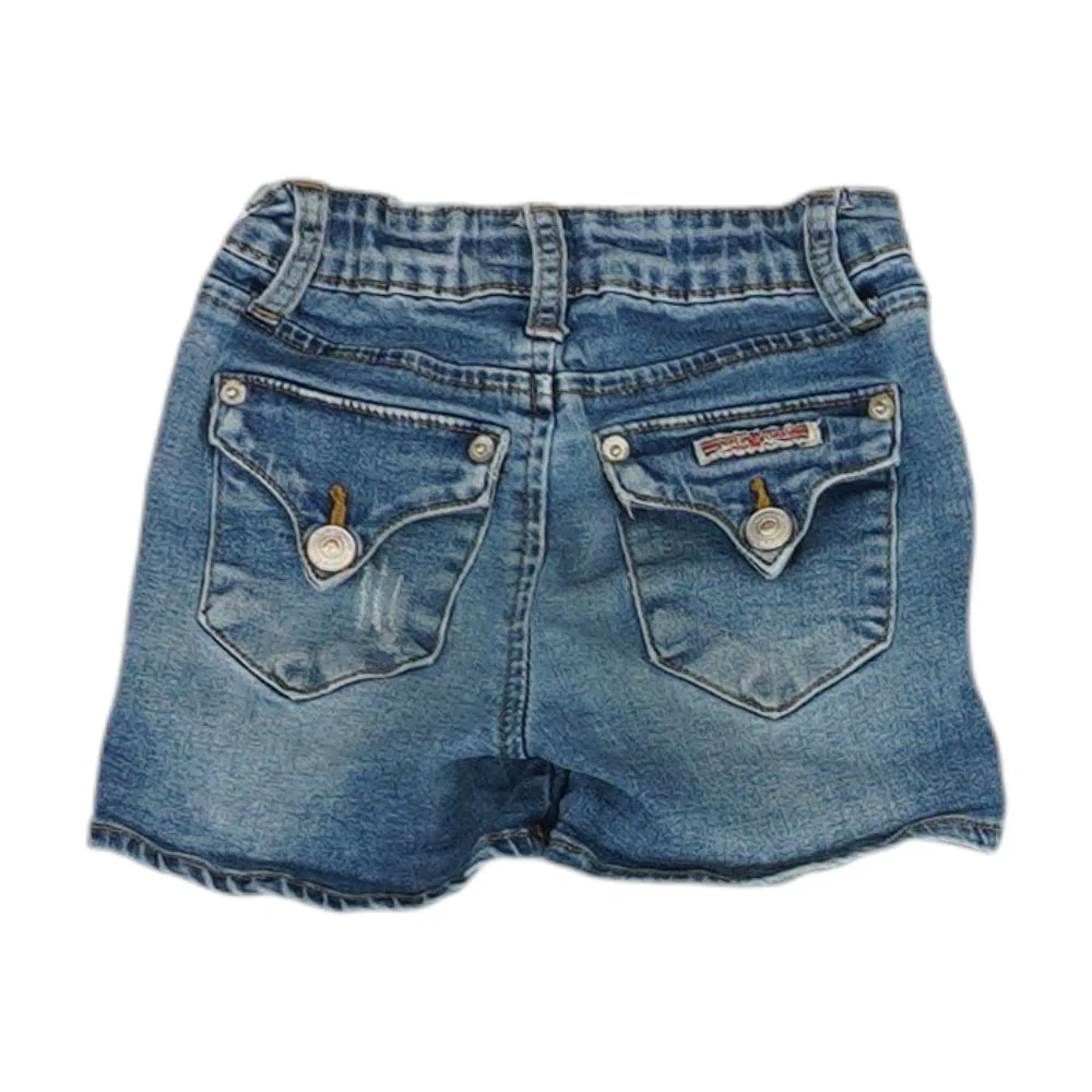 Blue Solid Denim Shorts - Image 2