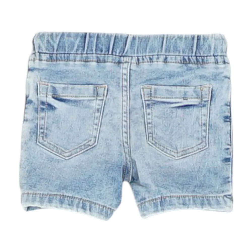 Blue Solid Denim Shorts - Image 2