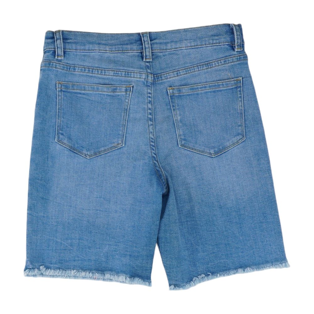 Blue Solid Denim Shorts - Image 2