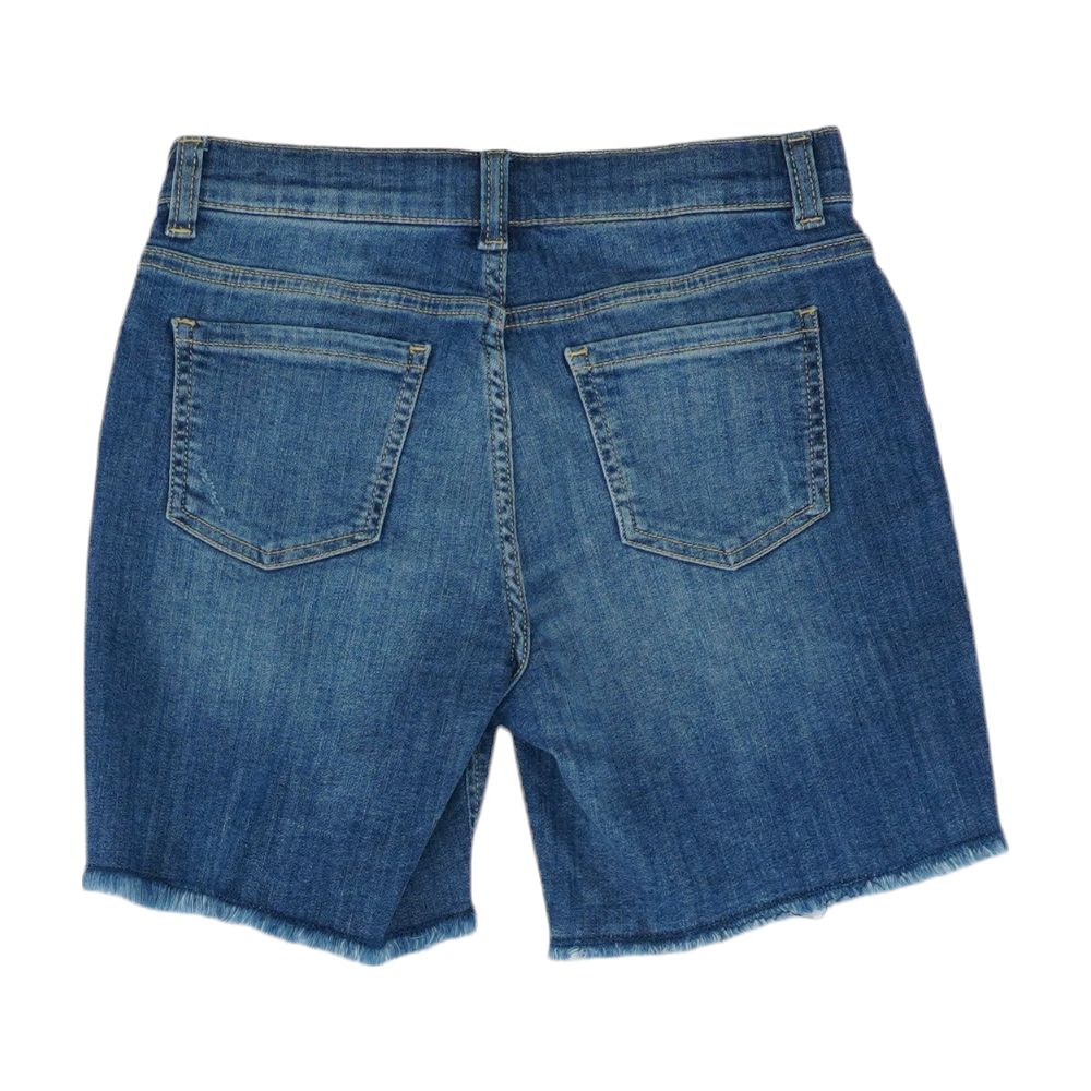 Blue Solid Denim Shorts - Image 2
