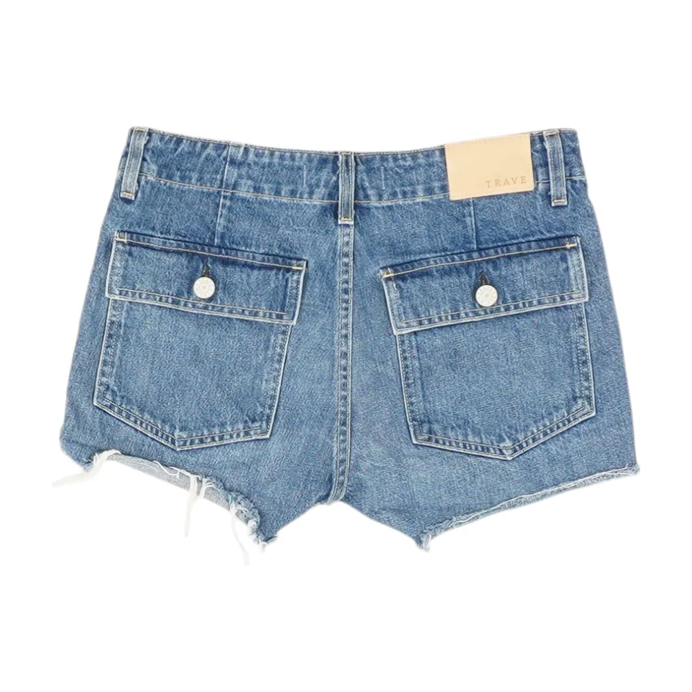 Blue Solid Denim Shorts - Image 2