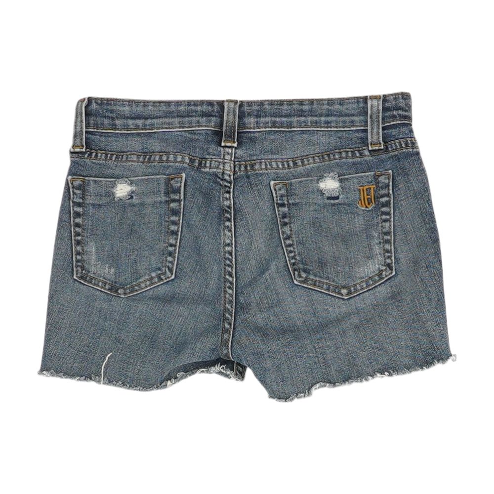 Blue Solid Denim Shorts - Image 2