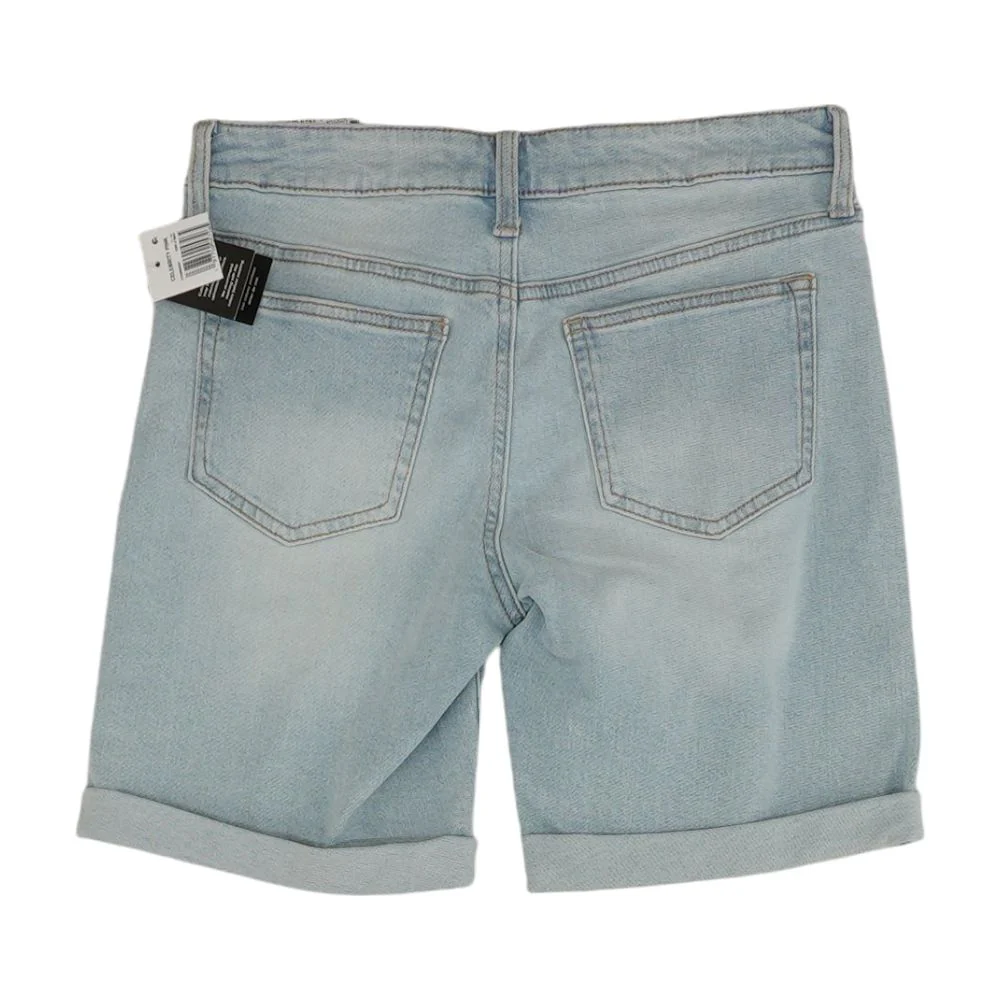 Blue Solid Denim Shorts - Image 2