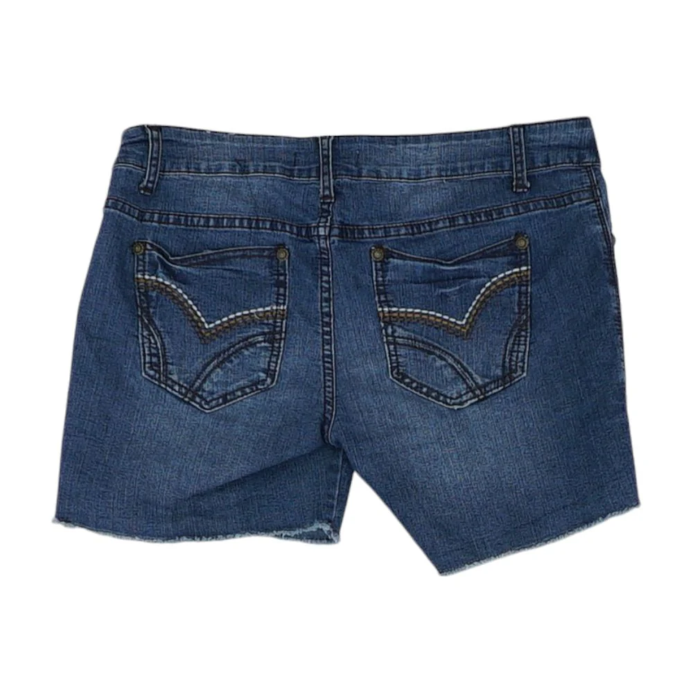 Blue Solid Denim Shorts - Image 2