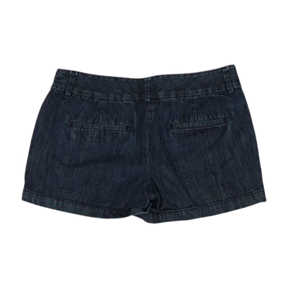 Blue Solid Denim Shorts - Image 2