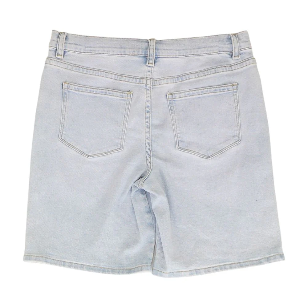 Blue Solid Denim Shorts - Image 2