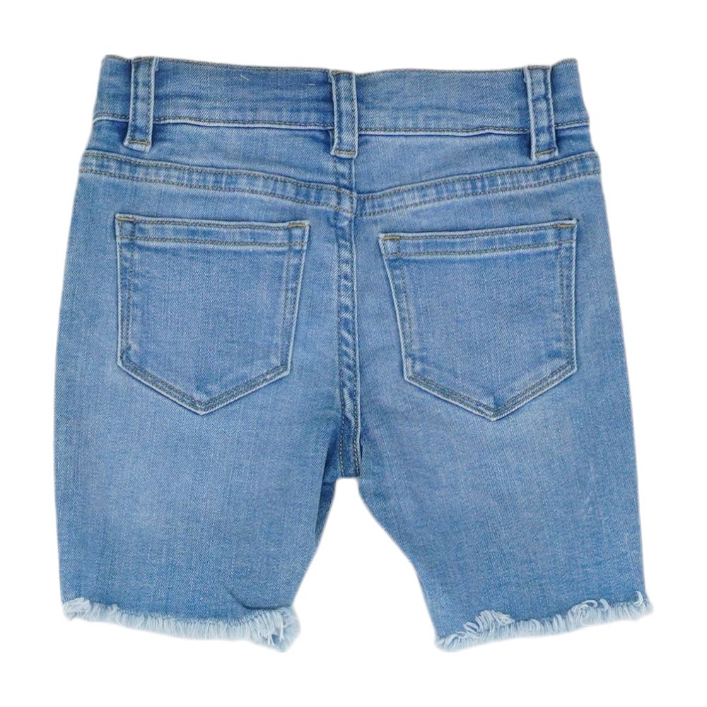 Blue Solid Denim Shorts - Image 2