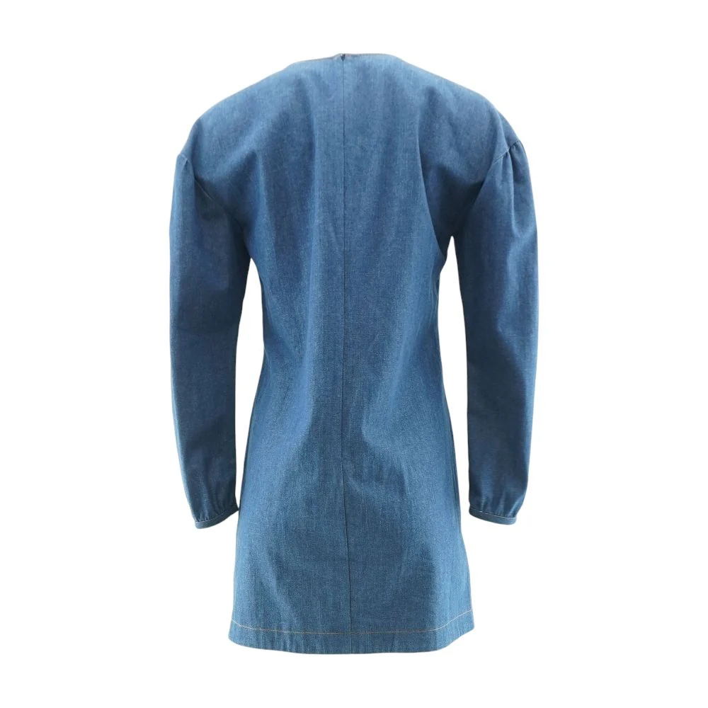 Blue Solid Midi Dress - Image 2
