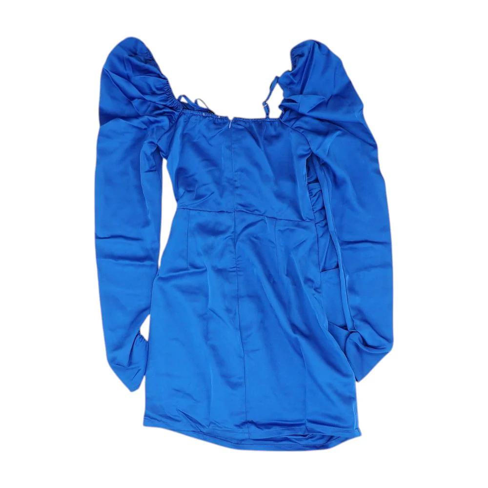 Blue Solid Mini Dress - Image 2