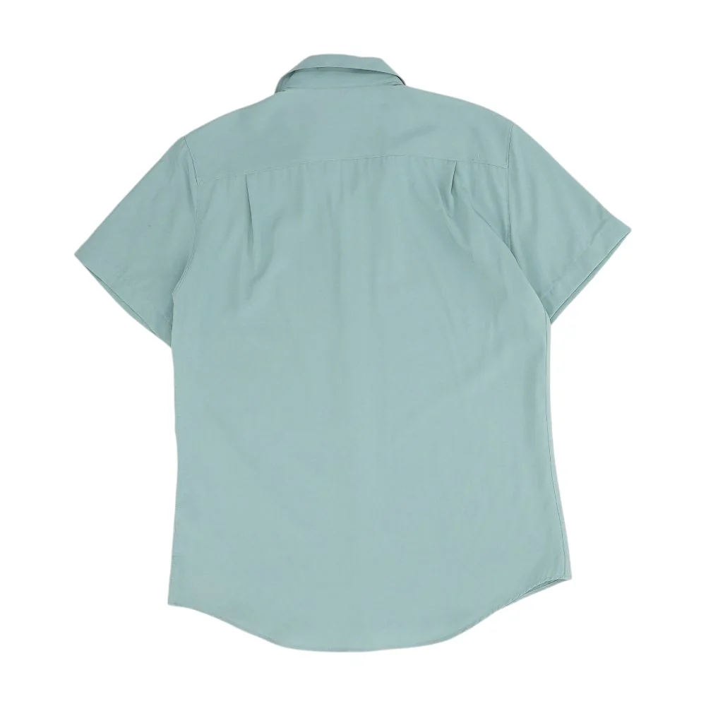 Blue Solid Short Sleeve Button Down - Image 2