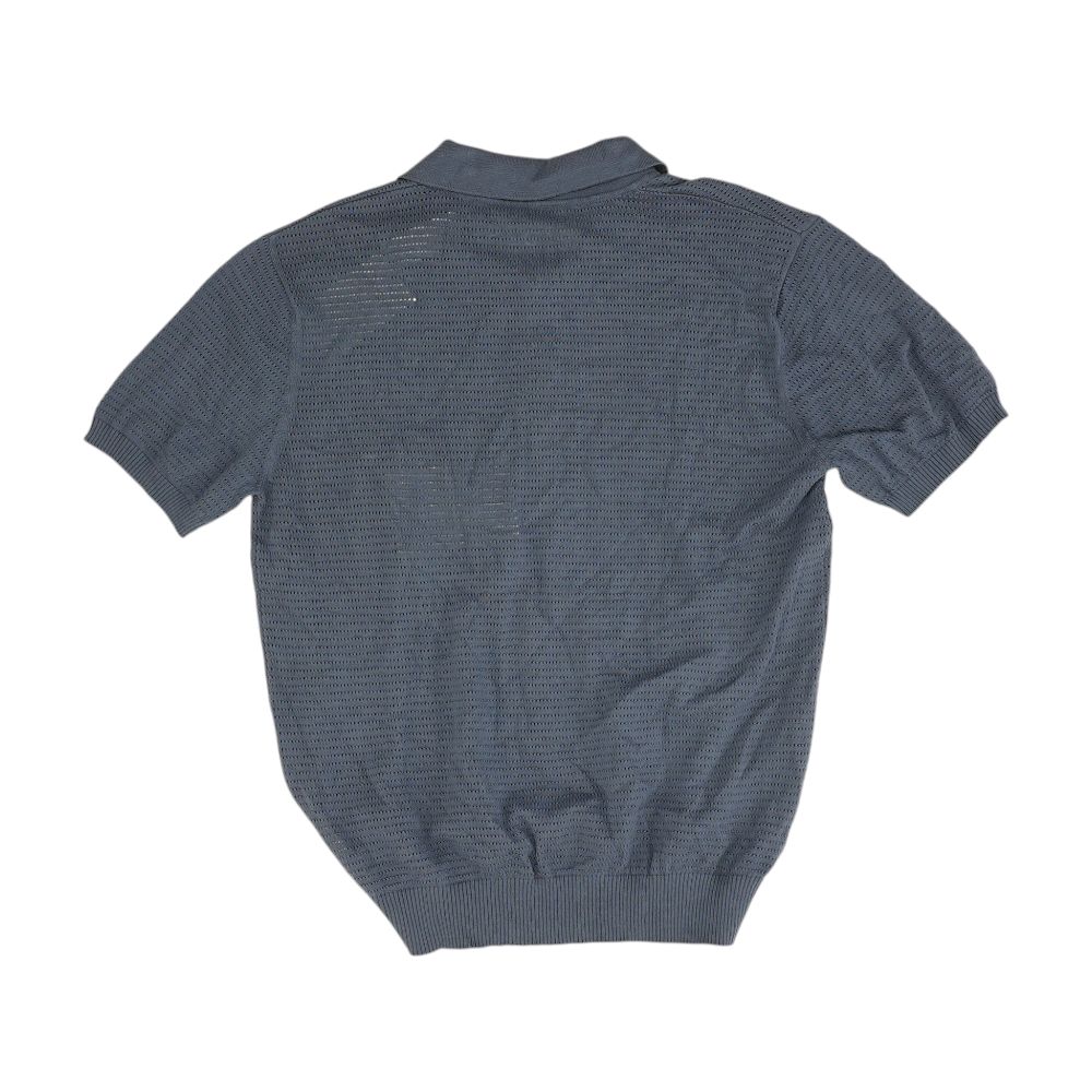 Blue Solid Short Sleeve Polo - Image 3