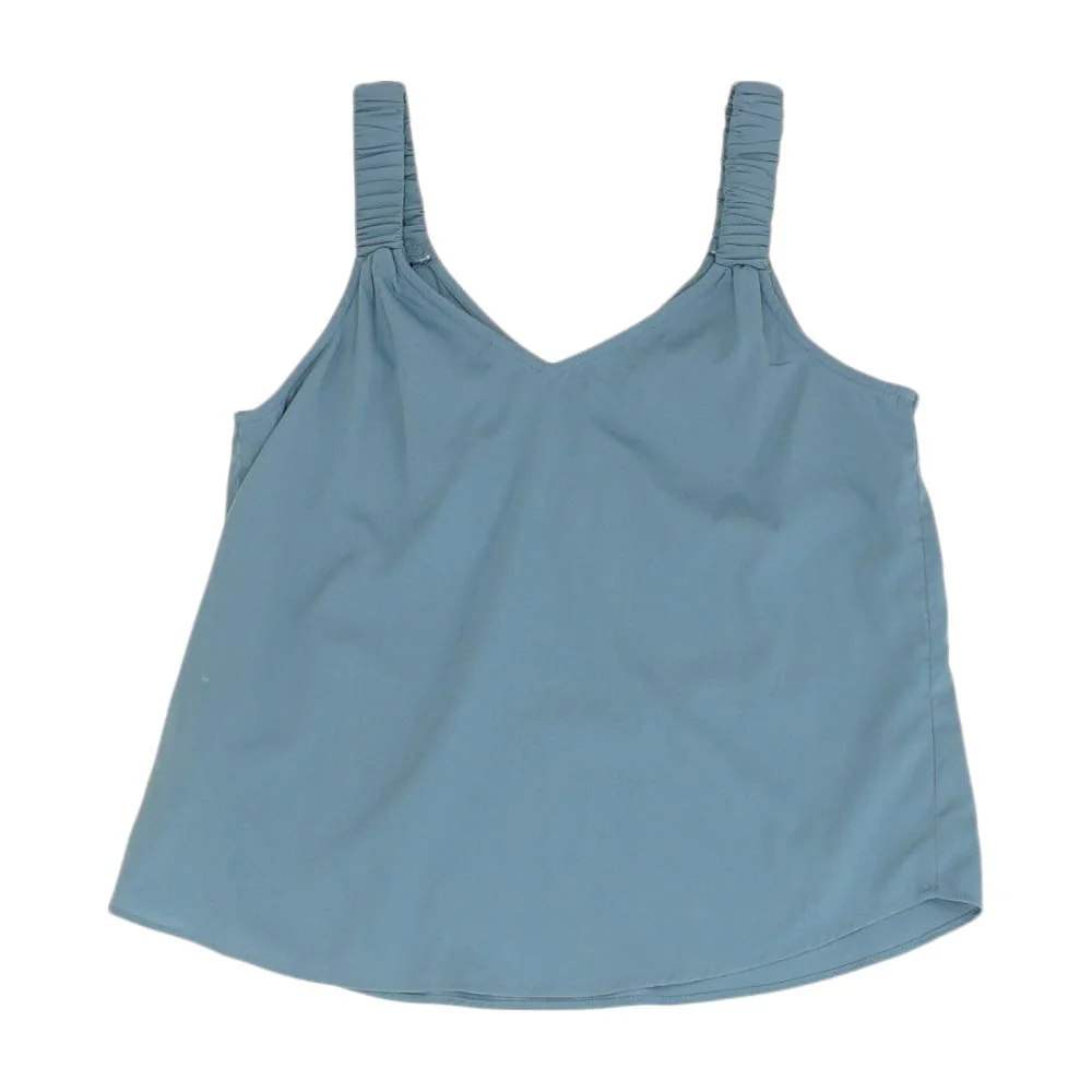 Blue Solid Sleeveless Blouse - Image 2