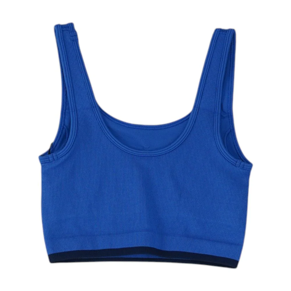 Blue Solid Sports Bra - Image 2