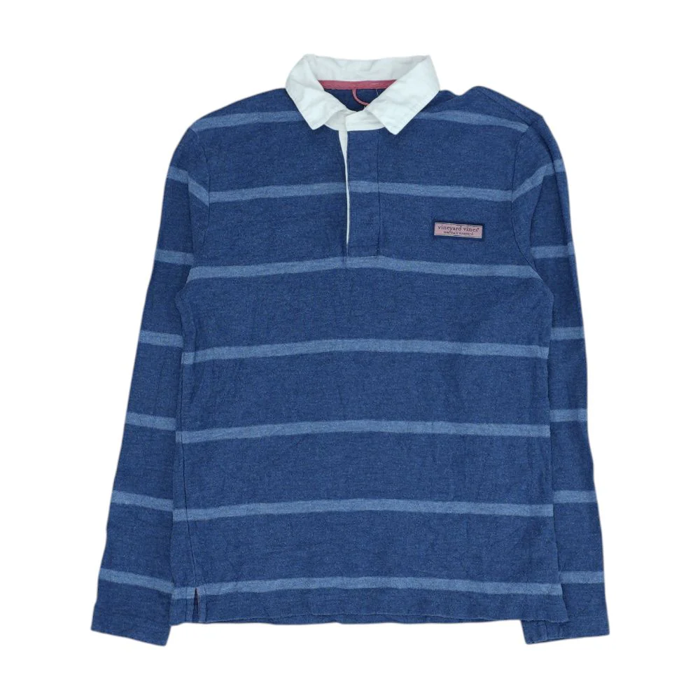 Blue Striped Long Sleeve Polo