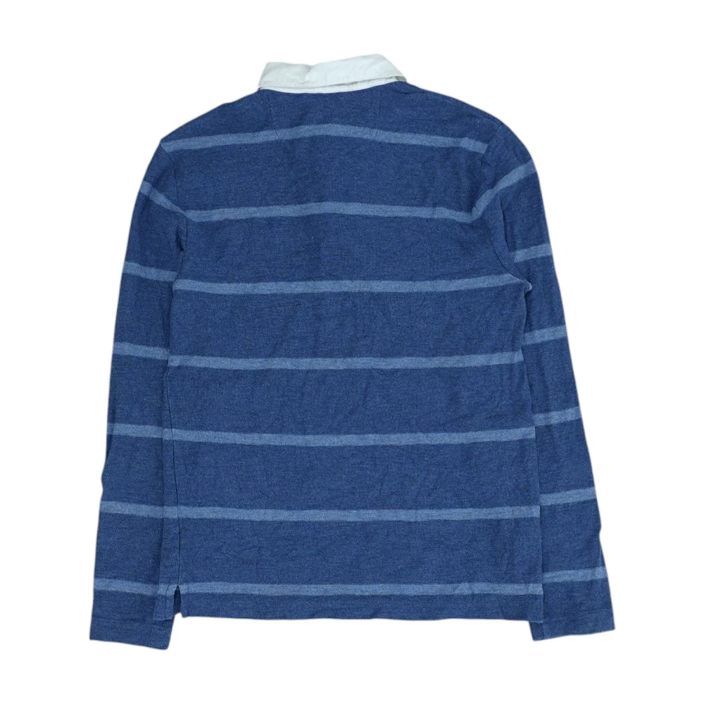 Blue Striped Long Sleeve Polo - Image 2