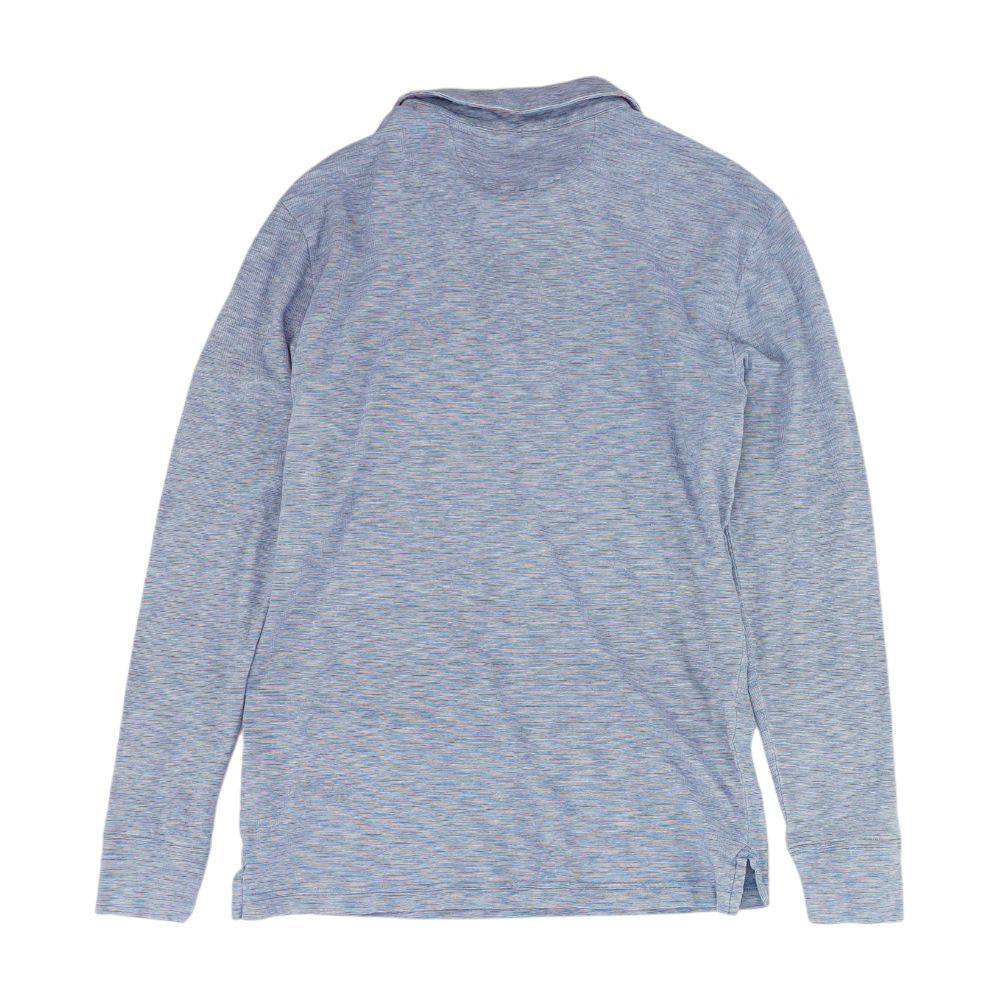 Blue Striped Long Sleeve Polo - Image 2