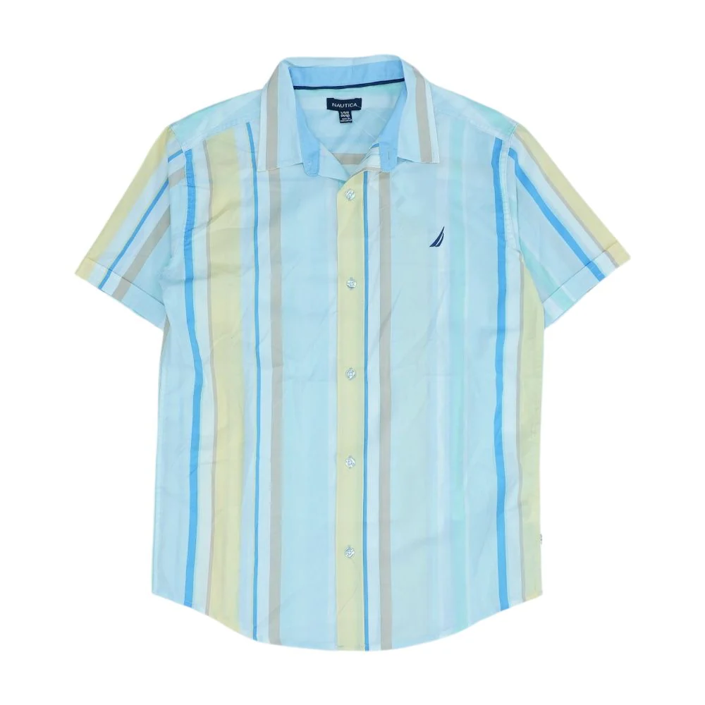 Blue Striped Short Sleeve Button Down