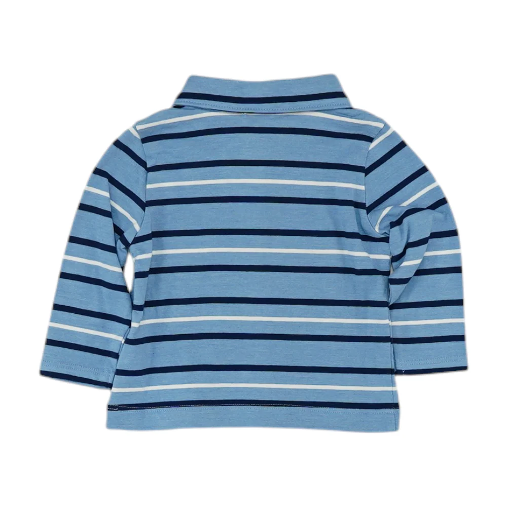 Blue Striped Long Sleeve Polo - Image 2