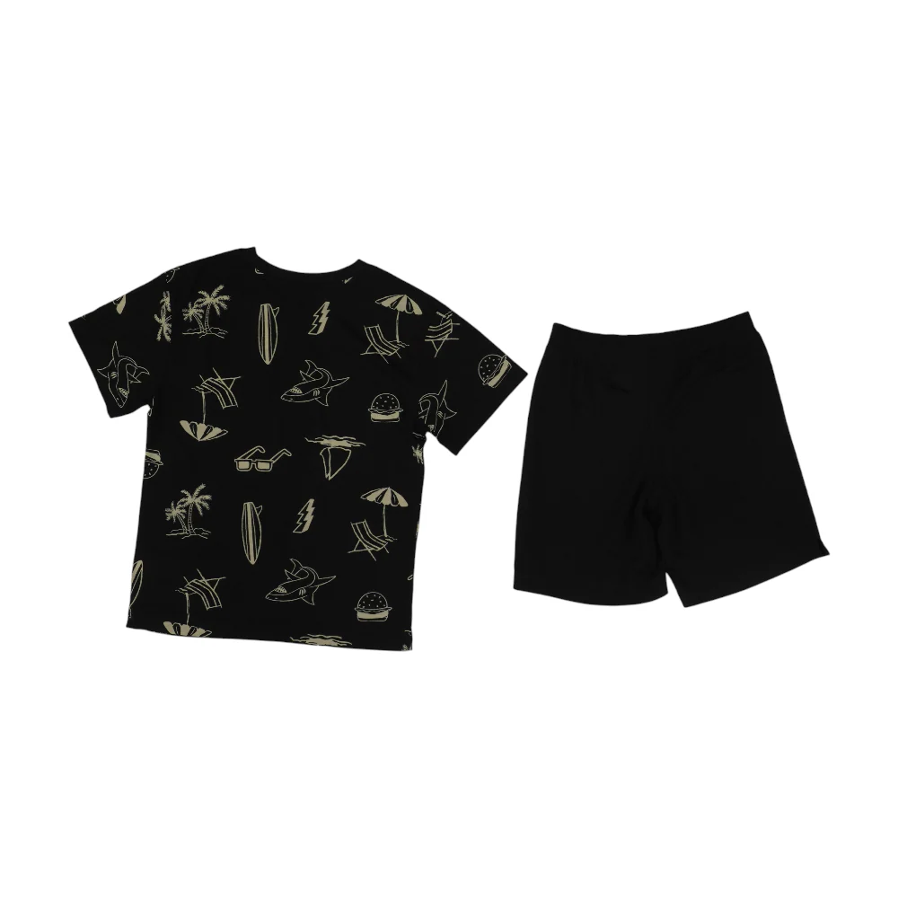 Black Print Short Sleeve Set - Image 2