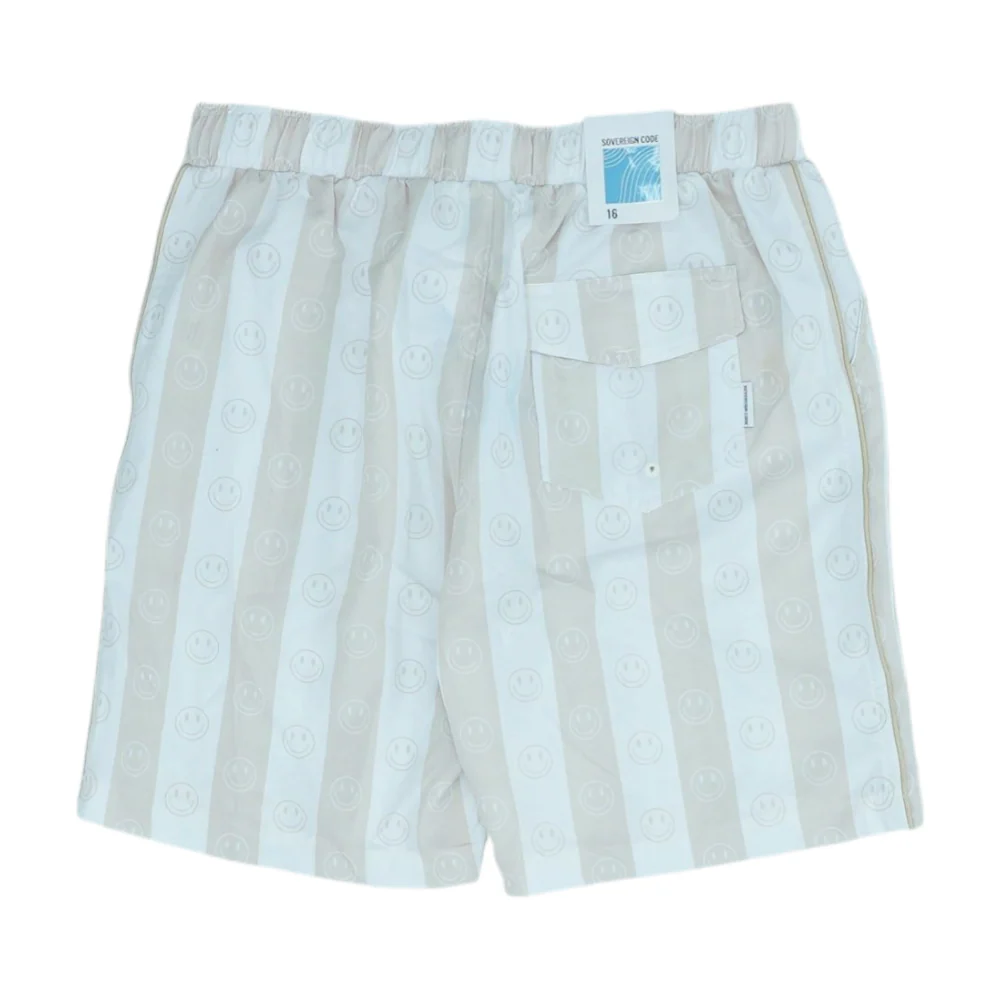 Beige Striped Active Shorts - Image 2