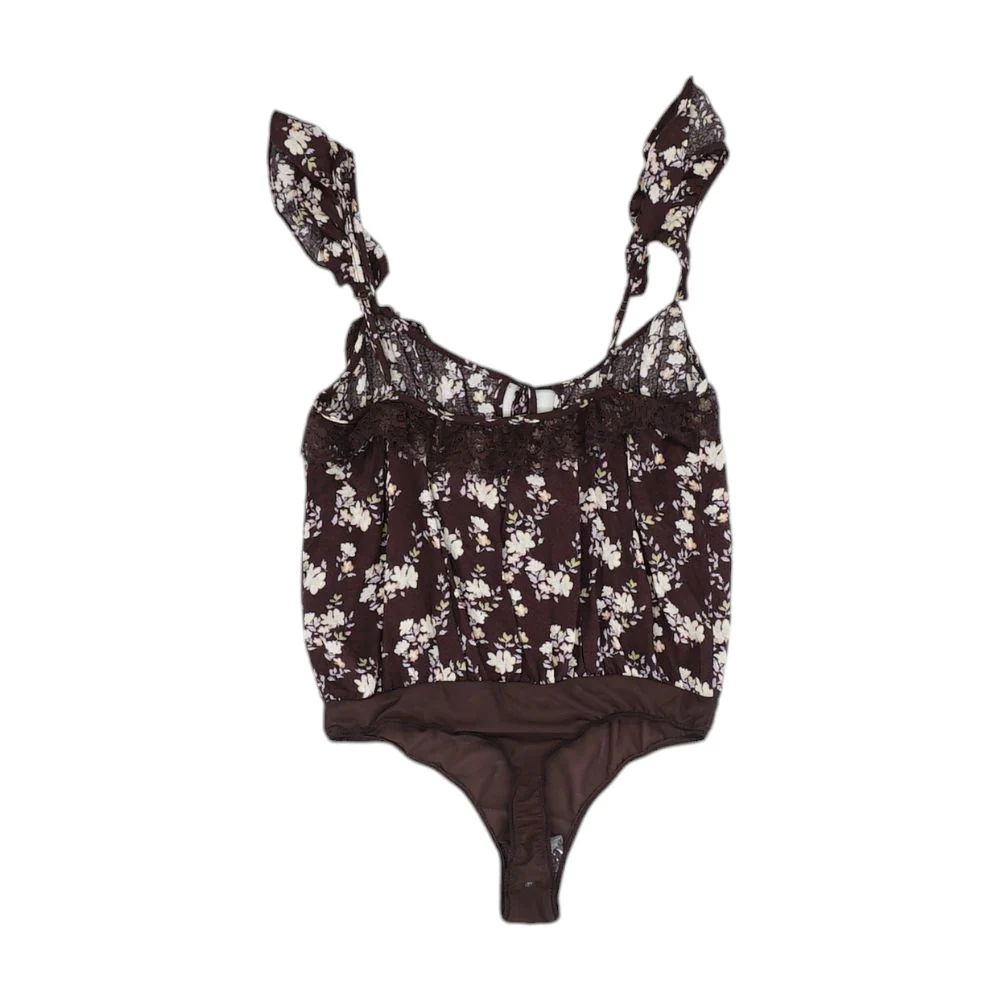 Brown Floral Bodysuit Blouse - Image 2