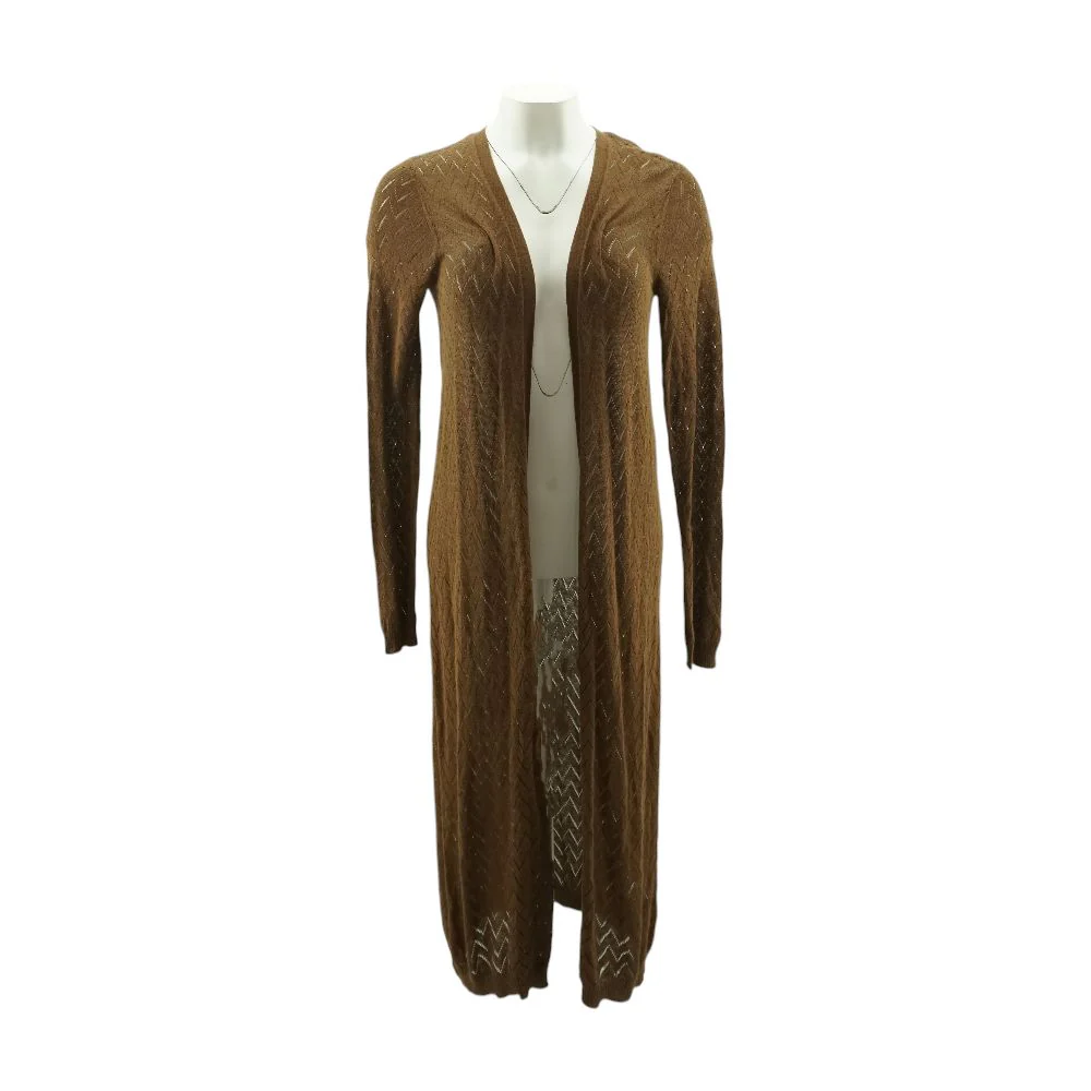 Brown Herringbone Cardigan Sweater