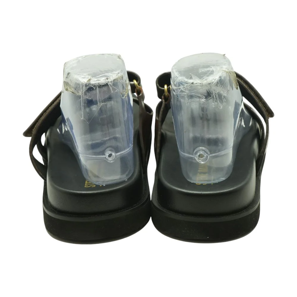 Brown Leather Casual Slide Sandals - Image 2