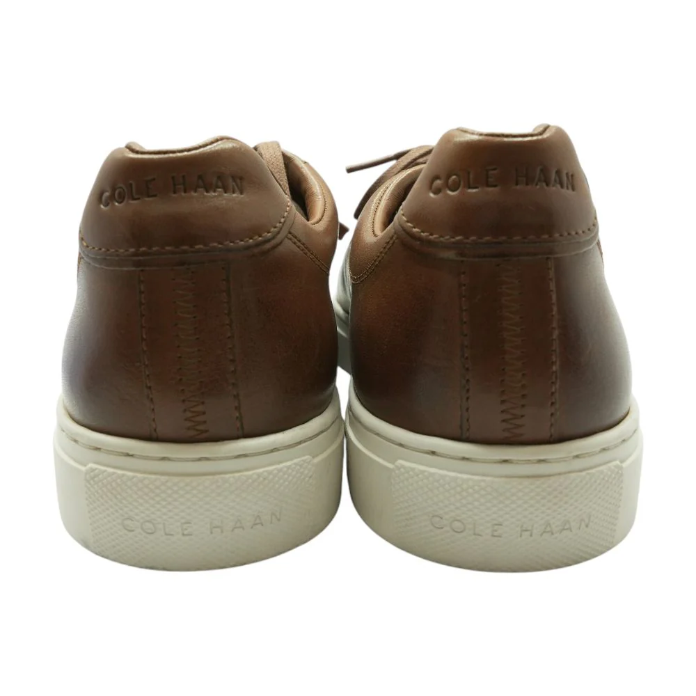 Brown Leather Low Top Athletic Shoes - Image 2