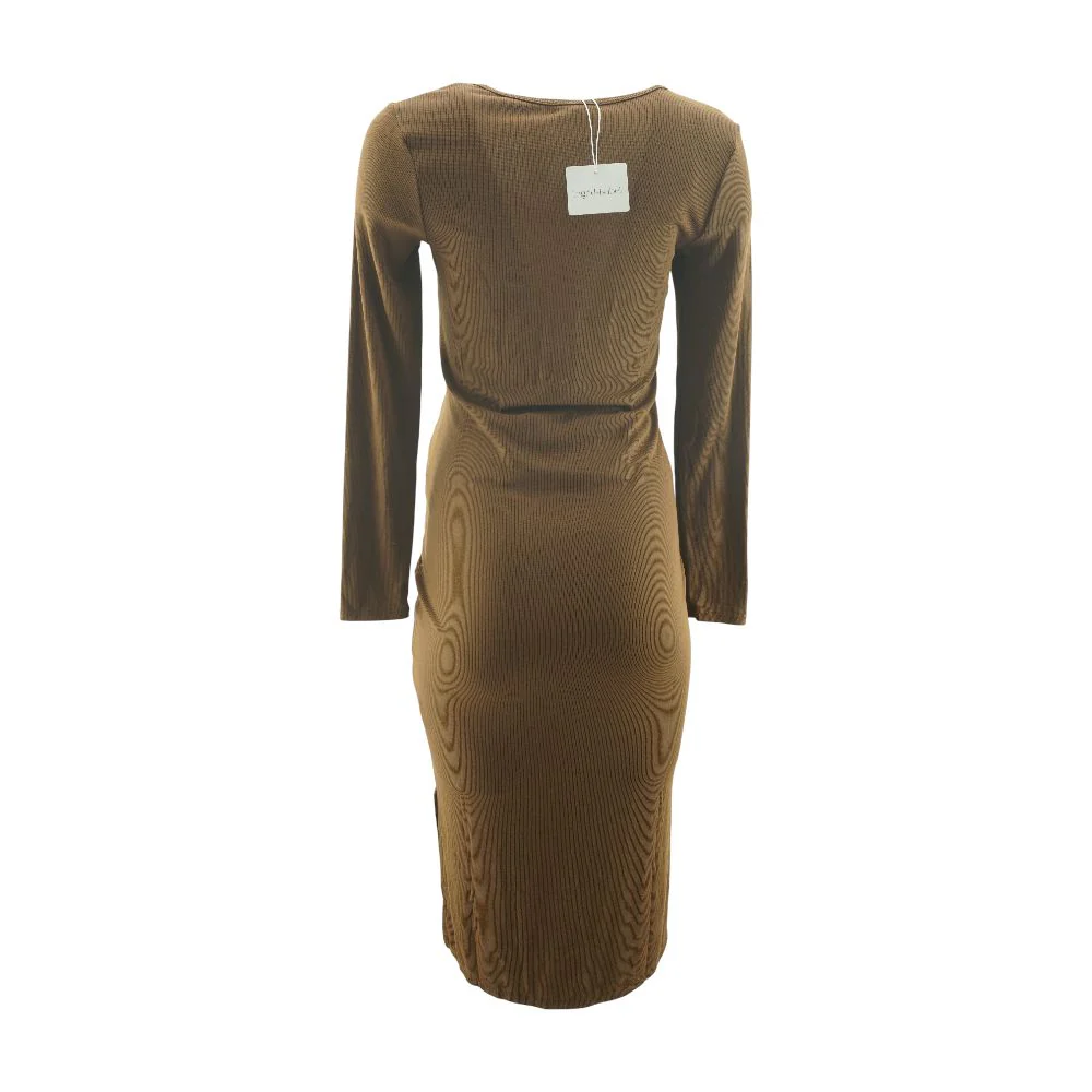 Brown Maternity Midi Dress - Image 3