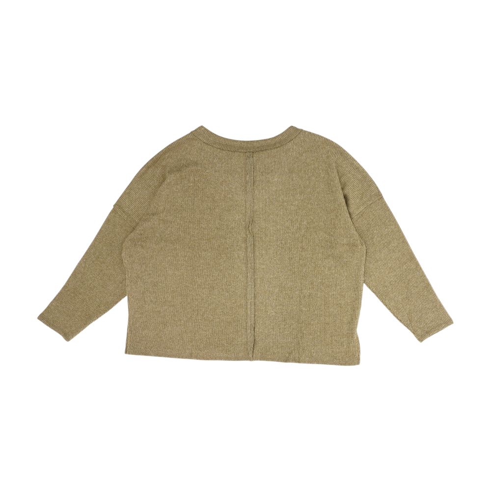 Brown Plus V Neck Knit Top - Image 2