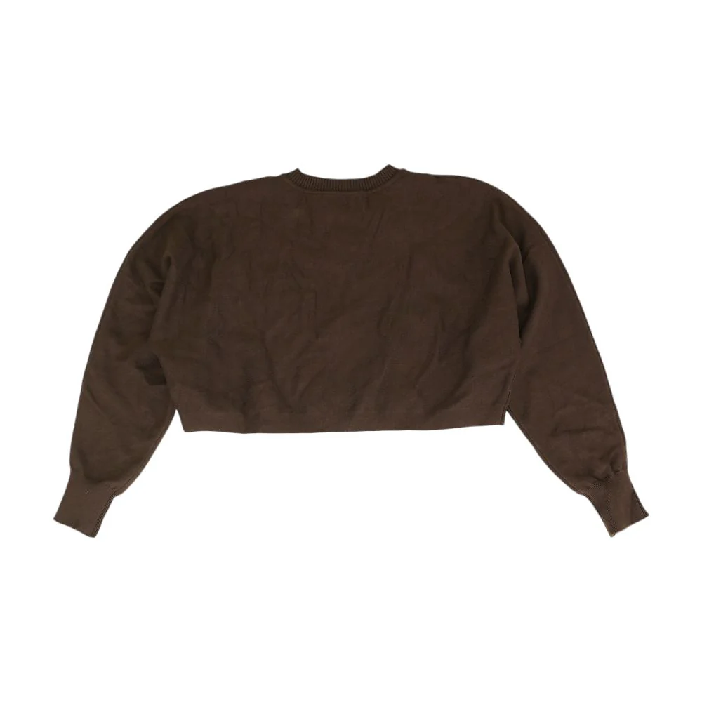 Brown Solid Crewneck Sweater - Image 2