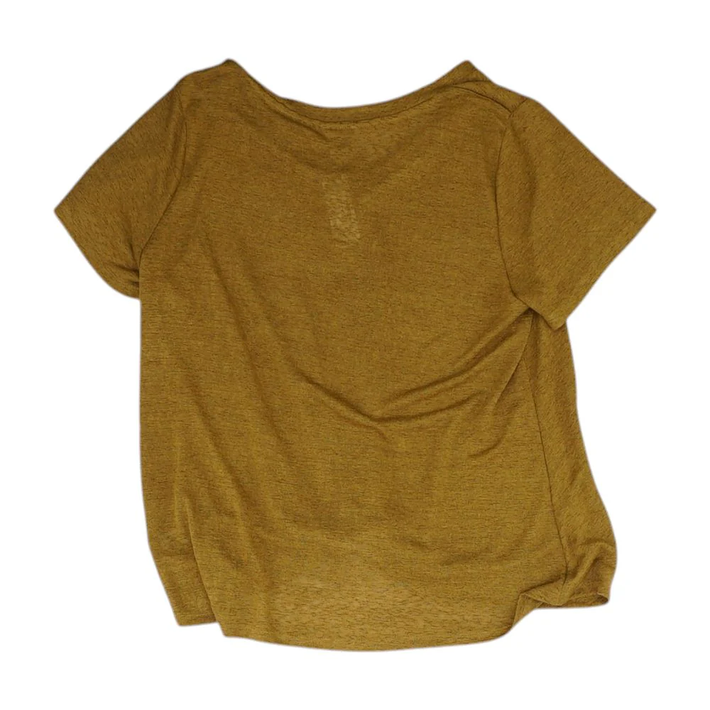 Brown Solid V Neck Knit Top - Image 2